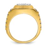 IBGoodman 14k Two-tone Men's Polished Satin and Textured 1/2 Carat AA Quality Diamond Cluster Ring - Image 2