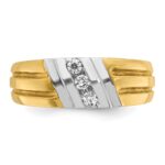 IBGoodman 10k Two-tone Men's Polished and Grooved 3-Stone 1/5 Carat A Quality Diamond Ring - Image 6