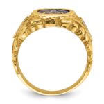 IBGoodman 14k Men's Polished and Nugget Textured with Blue Enamel and Lab Created Sapphire Blue Lodge Master Masonic Ring - Image 2