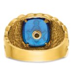 IBGoodman 14k Men's Polished and Nugget Textured with Blue Enamel and Lab Created Sapphire Blue Lodge Master Masonic Ring - Image 7
