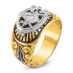 IBGoodman 10k Two-tone Men's Polished and Textured with Multi-color Enamel Blue Lodge Master Masonic Ring - Image 6