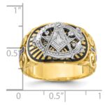IBGoodman 14k Two-tone Men's Polished and Textured with Multi-color Enamel Blue Lodge Master Masonic Ring - Image 8