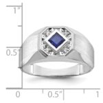 14k White Gold IBGoodman Men's Gemstone and Diamond Satin Ring Mounting - Image 3