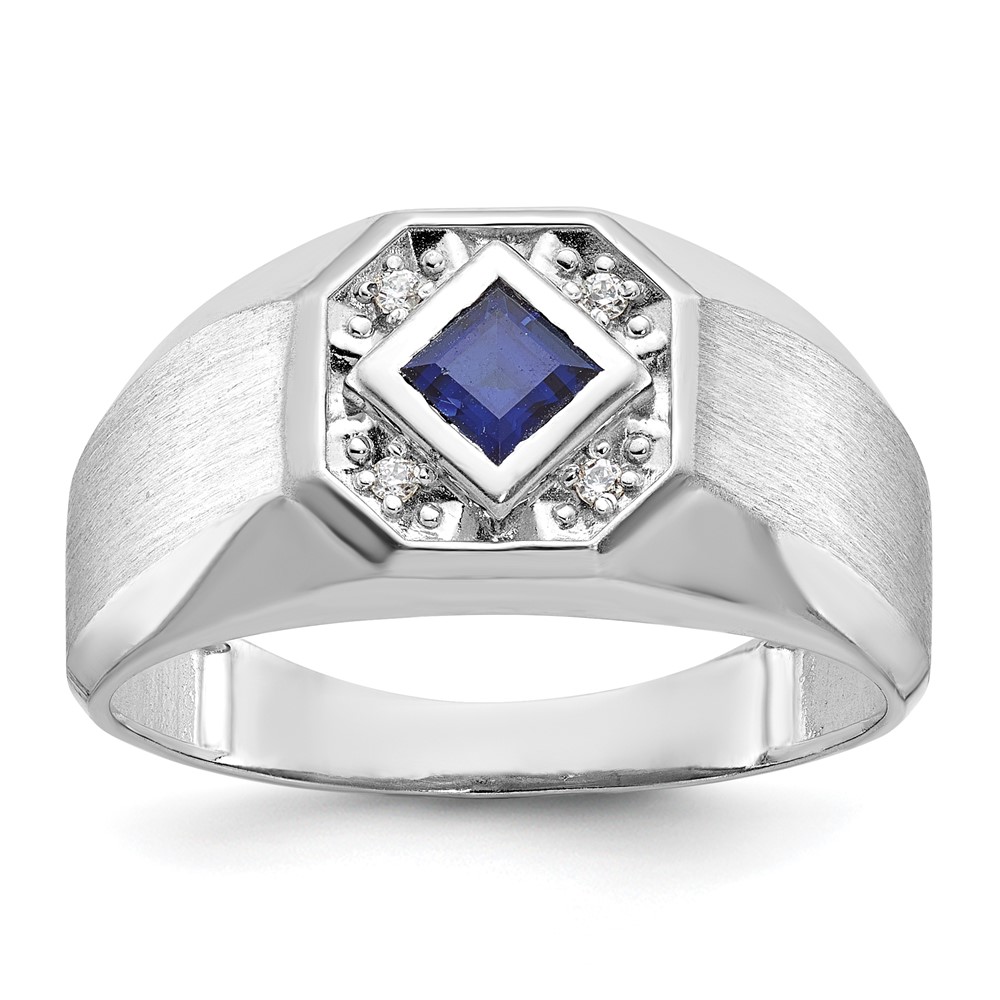 B57674-4WCS_AA.jpg 14k White Gold IBGoodman Men's Gemstone and Diamond Satin Ring Mounting - Image 1