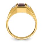 14k IBGoodman Men's Polished and Satin Created Ruby and 1/20 carat Diamond Complete Ring - Image 2