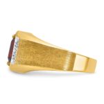 14k IBGoodman Men's Polished and Satin Created Ruby and 1/20 carat Diamond Complete Ring - Image 5