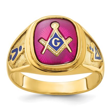 IBGoodman 10k Men's Polished and Textured Blue Lodge Master Masonic Ring Mounting