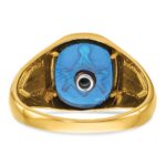 IBGoodman 10k with White Rhodium Men's Polished and Textured with Lab Created Sapphire Blue Lodge Master Masonic Ring - Image 7