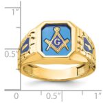 IBGoodman 10k Men's Polished and Textured with Blue Enamel and Lab Created Sapphire Blue Lodge Master Masonic Ring - Image 8