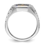 IBGoodman 14k White Gold Men's Polished and Textured with Blue Enamel and Lab Created Sapphire Blue Lodge Master Masonic Ring - Image 2