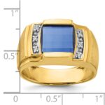 10k IBGoodman Men's Cr. Sapphire and Diamond Complete Ring - Image 3