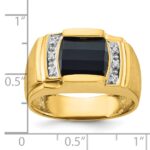 10k IBGoodman Men's Onyx and Diamond Complete Ring - Image 3