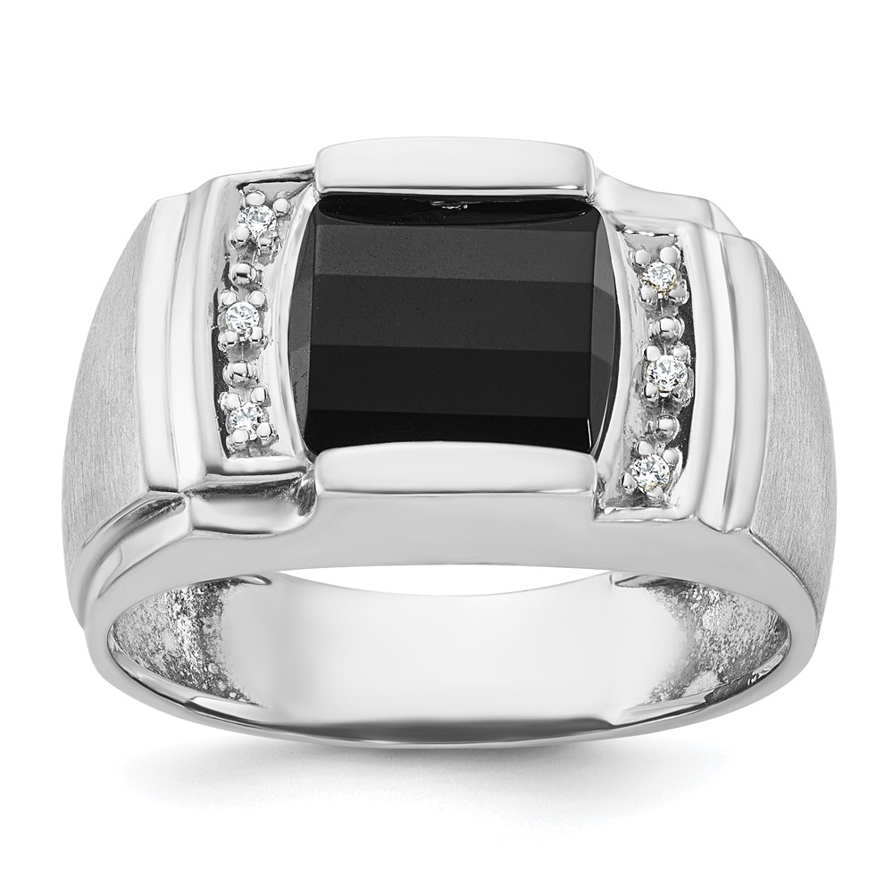 B57702-4WOX_AA.jpg 14k White Gold IBGoodman Men's Satin Onyx and Diamond Ring Mounting - Image 1