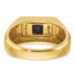 10k IBGoodman Men's Cr.Sapphire and Diamond Satin Complete Ring - Image 7