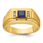14k IBGoodman Men's Gemstone and Diamond Satin Ring Mounting