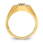 14k IBGoodman Men's Created Sapphire and 1/20 carat Diamond Satin Complete Ring - Image 2