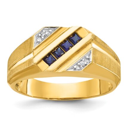 14k IBGoodman Men's Gemstone and Diamond Satin Ring Mounting