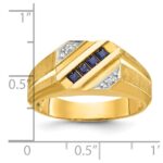 14k IBGoodman Men's Created Sapphire and Diamond Satin Complete Ring - Image 3