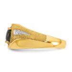 14k IBGoodman Men's Satin Black Star Sapphire and 1/20 carat Diamond Complete Ring - Image 5