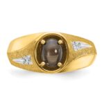 14k IBGoodman Men's Satin Black Star Sapphire and 1/20 carat Diamond Complete Ring - Image 6