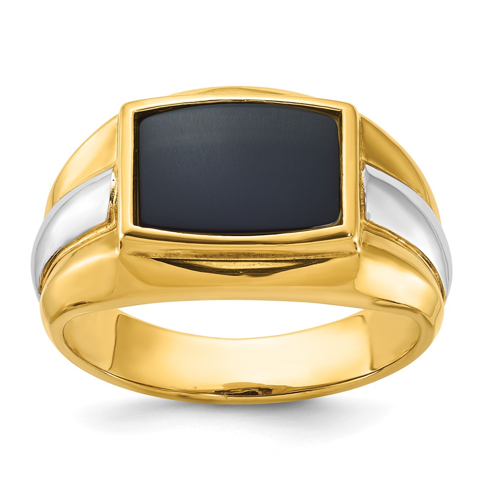 B57824-0YWOX.jpg 10k Two-tone IBGoodman Men's Onyx Complete Ring - Image 1