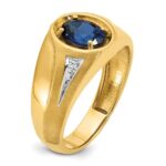 14k IBGoodman Men's Created Sapphire and Diamond Satin Complete Ring - Image 8