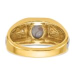 IBGoodman 14k Two-tone Men's Polished Satin and Grooved Gemstone and Diamond Ring Mounting - Image 5