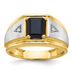 14k Two-tone IBGoodman Men's Satin Onyx and Diamond Complete Ring