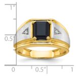 14k Two-tone IBGoodman Men's Satin Onyx and Diamond Complete Ring - Image 3