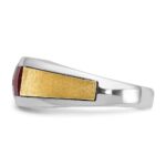 IBGoodman 14k Two-tone Men's Polished and Satin Lab Created Garnet and AA Quality Diamond Ring - Image 3