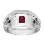 IBGoodman 14k Two-tone Men's Polished and Satin Lab Created Garnet and AA Quality Diamond Ring - Image 5