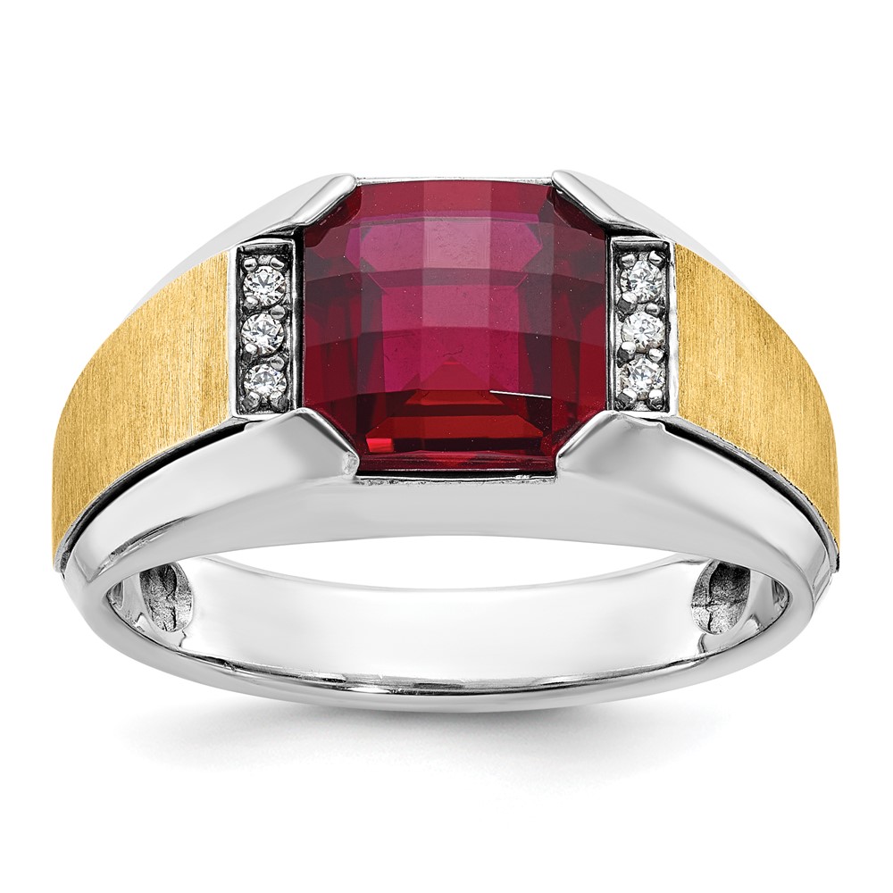 B57957-4WYGA_AA.jpg IBGoodman 14k Two-tone Men's Polished and Satin Gemstone and Diamond Ring Mounting - Image 1