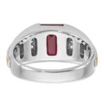 14k Two-tone IBGoodman Men's Satin Created Ruby and 1/20 carat Diamond Complete Ring - Image 7
