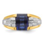 14k Two-tone IBGoodman Men's Created Sapphire and 1/8 carat Diamond Complete Ring - Image 6