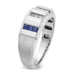 IBGoodman 14k White Gold Men's Polished and Satin 3-Row Ring Mounting - Image 7