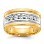 IBGoodman 14k Two-tone Men's Polished and Grooved 7-Stone 3/4 Carat AA Quality Diamond Ring