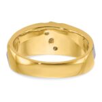 IBGoodman 14k Two-tone Men's Polished Satin and Grooved 3-Stone Ring Mounting - Image 7