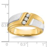 IBGoodman 14k Two-tone Men's Polished Satin and Grooved 3-Stone Ring Mounting - Image 3