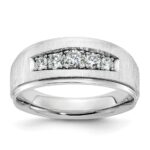 IBGoodman 14k White Gold Polished and Brushed Five Stone Men's Ring Mounting