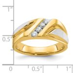 IBGoodman 14k Two-tone Men's Polished Satin and Grooved 4-Stone 1/4 Carat AA Quality Diamond Ring - Image 3
