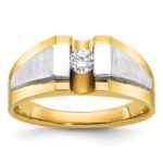 14k Two-tone IBGoodman Men's Polished and Satin Diamond Ring Mounting