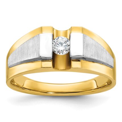 14k Two-tone IBGoodman Men's Polished and Satin Diamond Ring Mounting