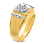 IBGoodman 14k Two-tone Men's Polished and Satin 1/2 Carat AA Quality Diamond Cluster Ring - Image 8