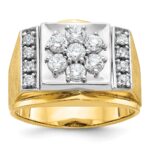 14k Two-tone IBGoodman Men's Polished and Satin Cluster Ring Mounting