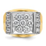 14k Two-tone IBGoodman Men's Polished and Satin Cluster Ring Mounting - Image 6