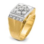 IBGoodman 14k Two-tone Men's Polished and Satin 1 1/2 Carat AA Quality Diamond Cluster Ring - Image 8
