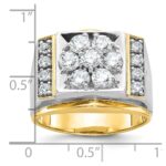 IBGoodman 14k Two-tone Men's Polished and Satin 1 1/2 Carat AA Quality Diamond Cluster Ring - Image 3