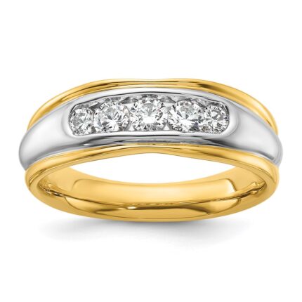 IBGoodman 14k Two-tone 1/2 carat Lab Grown Diamond VS/SI+ G+ Complete Polished and Grooved Men's Ring