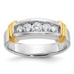 IBGoodman 14k Two-tone 1/2 carat Lab Grown Diamond VS/SI+ G+ Five Stone Complete Polished Men's Ring