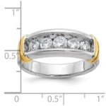 IBGoodman 14k Two-tone Men's Polished and Grooved 5-Stone 1 Carat AA Quality Diamond Ring - Image 3